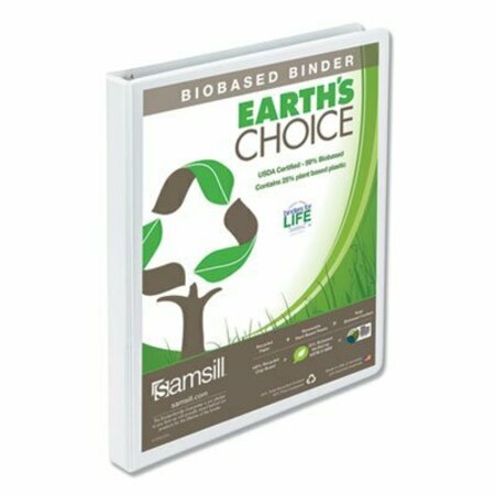SAMSILL EARTH'S CHOICE BIODEGRADABLE ROUND RING VIEW BINDER, 1/2in CAPACITY, WHITE 18917